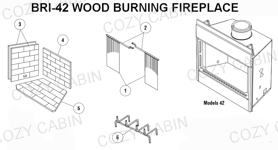 Superior Standard Series Wood Burning Fireplace with Radiant Heat (BRI-42) #BRI-42